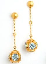 Load image into Gallery viewer, Love X Luxury Exclusive 24K Gold Earrings With Blue Topaz and Diamonds