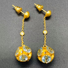 Load image into Gallery viewer, Love X Luxury Exclusive 24K Gold Earrings With Blue Topaz and Diamonds